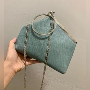 Chic Handsewn Genuine Pebble Leather Kisslock Wristlet/Ring Clutch/Crossbody